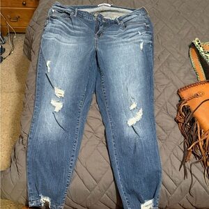 Torrid Dark Blue Distressed Boyfriend Jeans